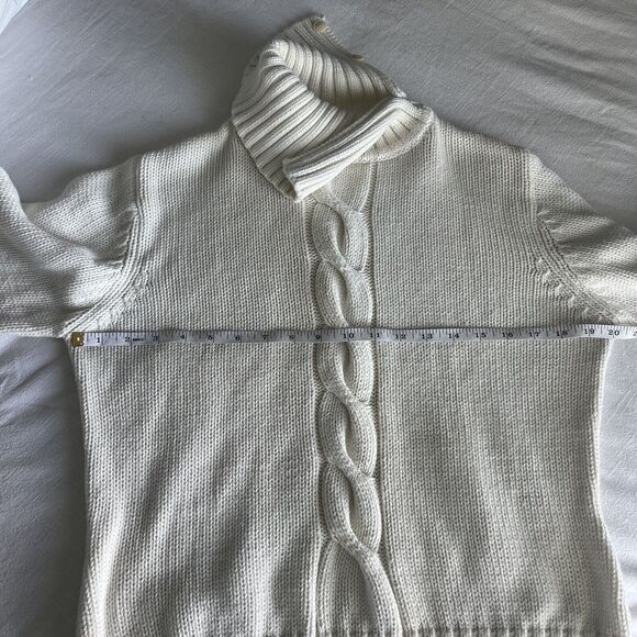 Pendleton Originals Women’s Cableknit Turtleneck Sweater Sz LG Cream 100% Cotton - Picture 9 of 11